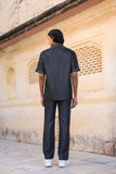 Black Denim Cuban Collar Shirt