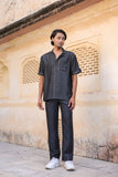 Black Denim Cuban Collar Shirt
