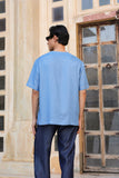 Light Blue Crew Neck Denim T-Shirt
