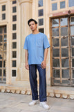 Light Blue Crew Neck Denim T-Shirt
