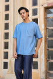 Light Blue Crew Neck Denim T-Shirt