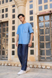 Light Blue Crew Neck Denim T-Shirt