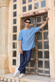 Light Blue Crew Neck Denim T-Shirt