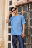 Light Blue Crew Neck Denim T-Shirt