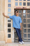 Light Blue Crew Neck Denim T-Shirt