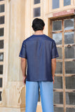 Dark Blue Crew Neck Denim T-Shirt