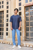 Dark Blue Crew Neck Denim T-Shirt