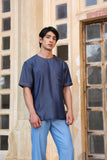 Dark Blue Crew Neck Denim T-Shirt