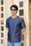 Dark Blue Crew Neck Denim T-Shirt