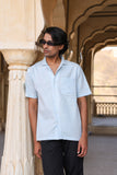 Sky Blue Cuban Collar Shirt