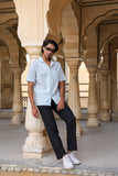 Sky Blue Cuban Collar Shirt