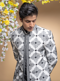 Ivory And Black Indo Western Jacket Set With Kurta Set