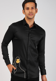 Black Shirt with hand embroided Duck