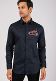 Navy Blue Shirt with hand embroided Silver Pin & Red Heart