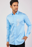 Light Blue shirt with Hand embroided Cheeta