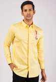 Yellow shirt with Hand embroided Multi Colour Cactus