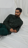 Emerald Sequin Full Sleeve T-shirt with Turtle Neck