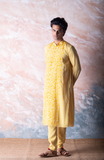 Canary yellow printed kurta Set