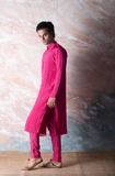 Cerise pink printed kurta Set