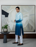 Ombre blue rexin kurta set