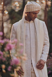 Ivory Geometric Sherwani Set