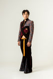 FLARED TROUSER WITH ORANGE BELT
