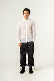 UNISEX DRAMATIC WHITE MESH SHIRT