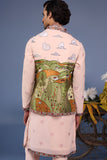 Ahad Pink Kurta Jacket Set