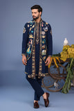Maahir Cocktail Navy Blue Kurta Jacket Set