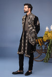 zubir Pichwai Zari Black Kurta Jacket Set