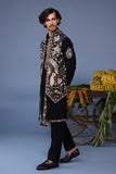 Kais Wild Grace Black Kurta Jacket Set