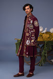 Kainaat Wine Kurta Jacket Set