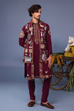 Kainaat Wine Kurta Jacket Set