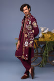 Kainaat Wine Kurta Jacket Set