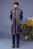 Faiz Wild Grace Navy Blue Kurta Jacket Set