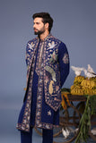 Faiz Wild Grace Navy Blue Kurta Jacket Set