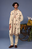 Faiq Macaw Cream Kurta Jacket Set