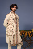 Faiq Macaw Cream Kurta Jacket Set