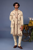 Faiq Macaw Cream Kurta Jacket Set