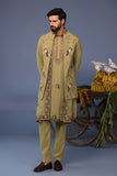 Firas Macaw Mehndi Kurta Jacket Set