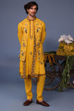 Fizan Macaw Haldi Kurta Jacket Set