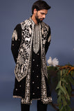 Talha Pichwai Resham Black Kurta Jacket Set