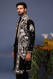 Talha Pichwai Resham Black Kurta Jacket Set