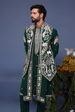 Haiz Pichwai Resham Bottle Green Kurta Jacket Set