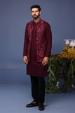 Yasir Wine Kurta Jacket Set