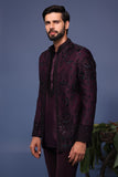 Raafiq Wine Jodhpuri Kurta Set