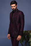 Raafiq Wine Jodhpuri Kurta Set