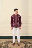 Maroon Floral Embroidered Shirt