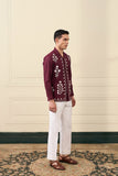 Maroon Floral Embroidered Shirt