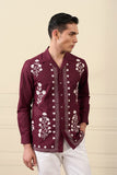 Maroon Floral Embroidered Shirt